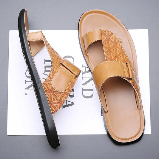 Men’s Geometric Strap Toe-Loop Sandals