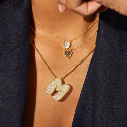 Waterproof 18K Gold Plated Bubble Initial Necklace