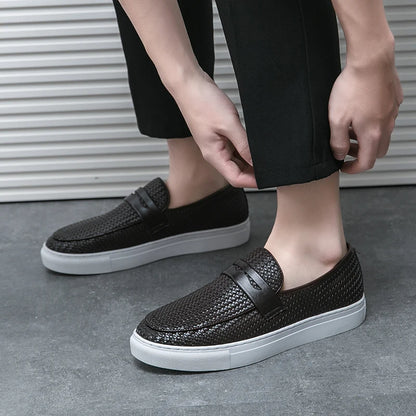 Men’s Soft Leather-Look Slip-On Loafers