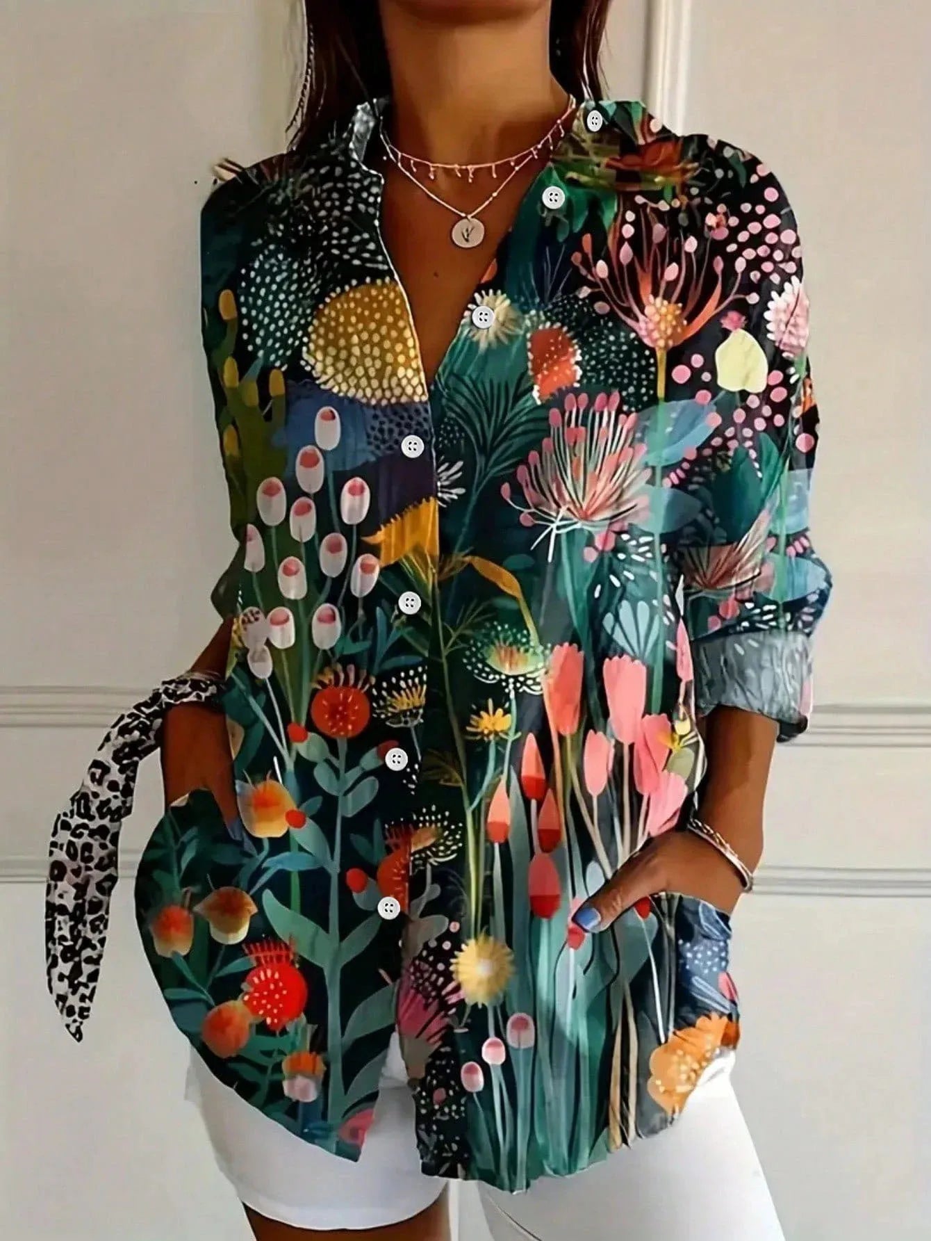 Women’s Colour Splash Pocket Shirt Blouse