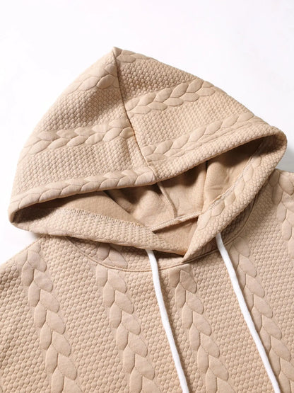 Men's Casual Knit Sweater with Hood and Front Pocket