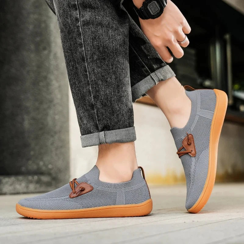 Men’s Knit Leather-Look Trainer