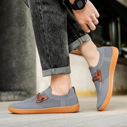 Men’s Knit Leather-Look Trainer