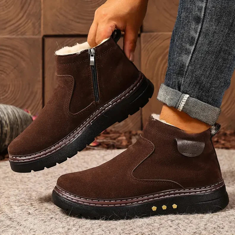 Men’s Fleece-Lined Zip Winter Comfort Boots