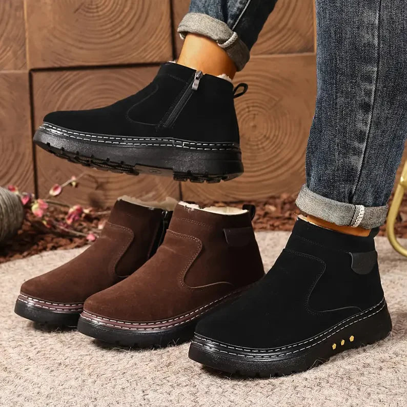 Men’s Fleece-Lined Zip Winter Comfort Boots