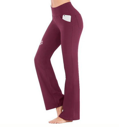 Women’s High Waist Flared Stretch Trousers with Pockets