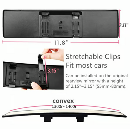 Universal Clip-On Panoramic Wide-Angle Rearview Mirror