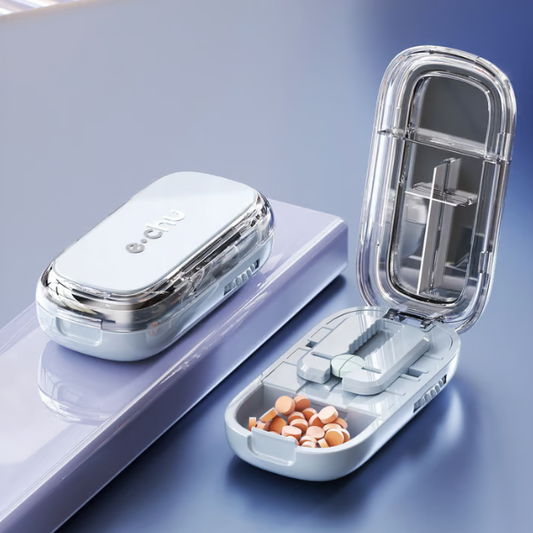 Compact Precision Tablet Splitter with Storage Compartment