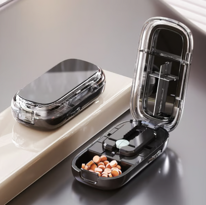 Compact Precision Tablet Splitter with Storage Compartment