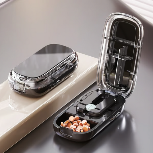 Compact Precision Tablet Splitter with Storage Compartment