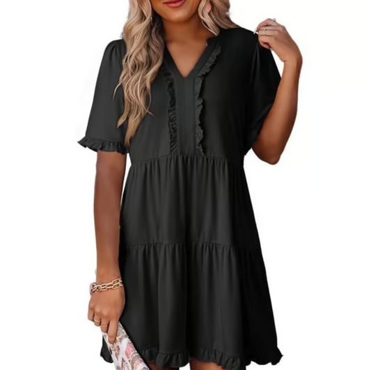 Women’s Relaxed V-Neck Everyday Mini Dress