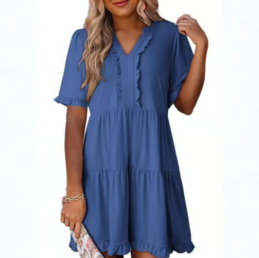 Women’s Relaxed V-Neck Everyday Mini Dress