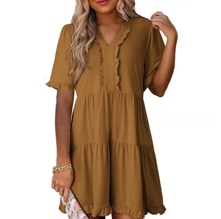 Women’s Relaxed V-Neck Everyday Mini Dress