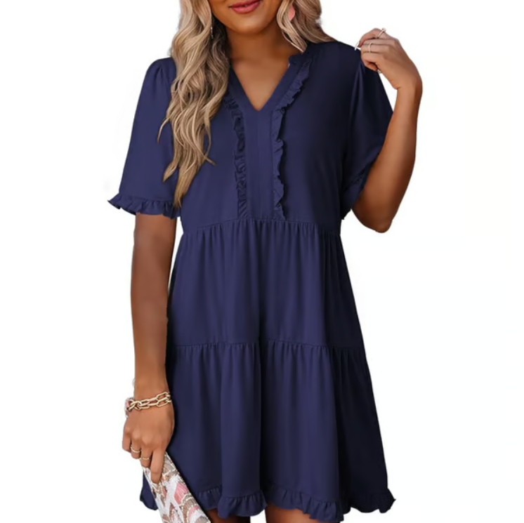 Women’s Relaxed V-Neck Everyday Mini Dress