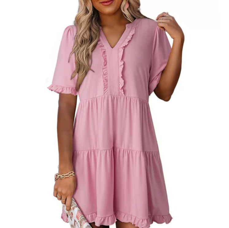 Women’s Relaxed V-Neck Everyday Mini Dress