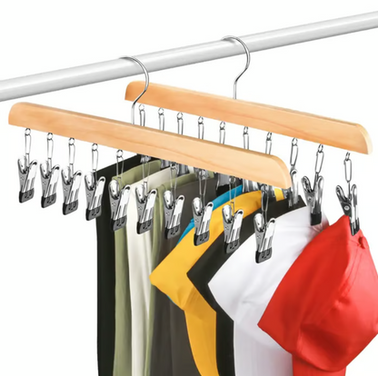 Vertical 10-Clip Hanging Wardrobe Organiser