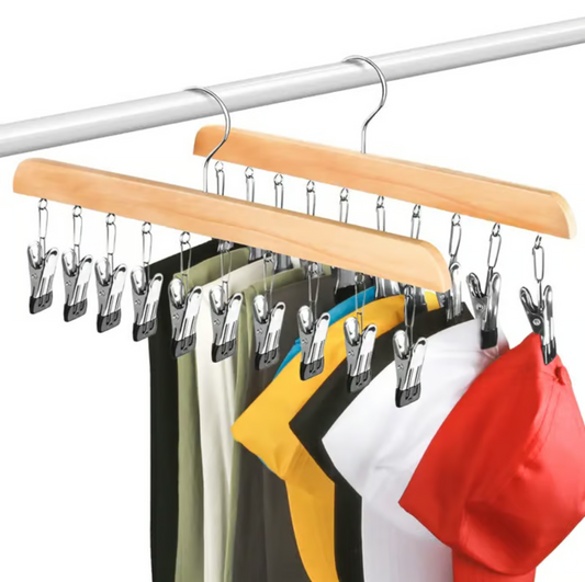 Vertical 10-Clip Hanging Wardrobe Organiser