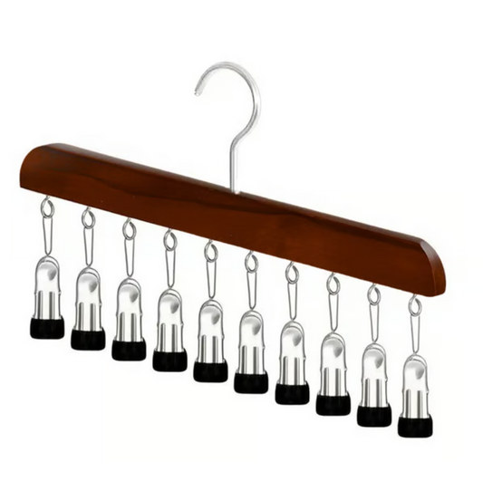 Vertical 10-Clip Hanging Wardrobe Organiser