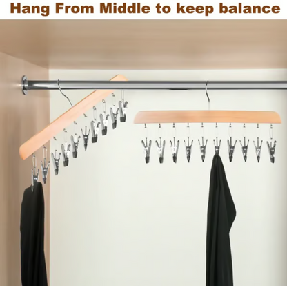 Vertical 10-Clip Hanging Wardrobe Organiser