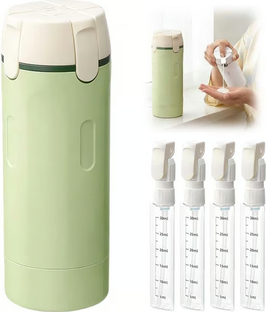 Compact 4-Chamber Travel Toiletry Dispenser Bottle