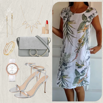 Women’s Lurevia Palm Print Pocket Dress