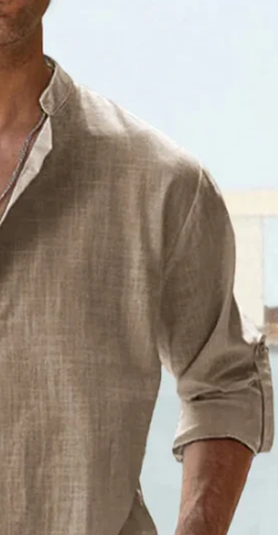 Men’s Relaxed Linen-Blend Long Sleeve Shirt