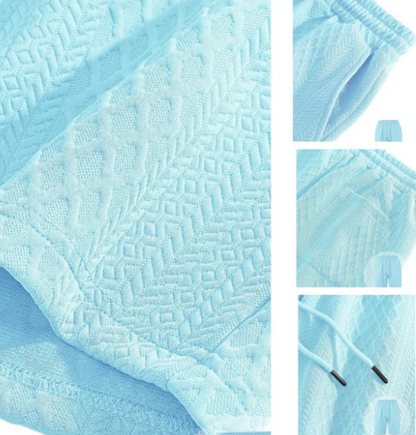 Men’s Diamond Pattern Short Sleeve Shirt & Drawstring Shorts Set