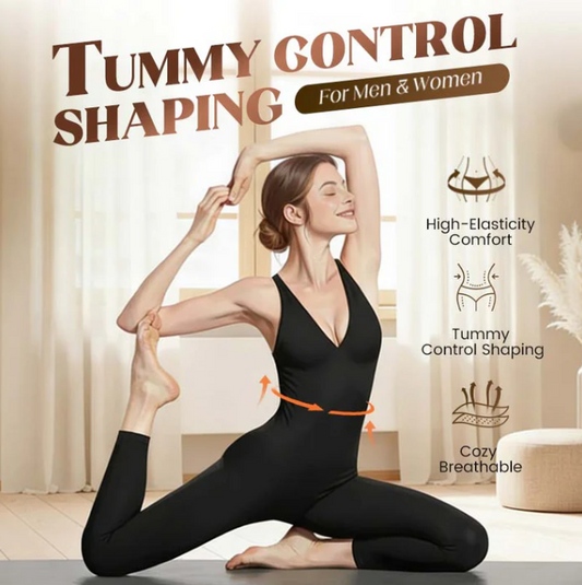 Women’s High-Stretch Ribbed V-Neck Active Jumpsuit