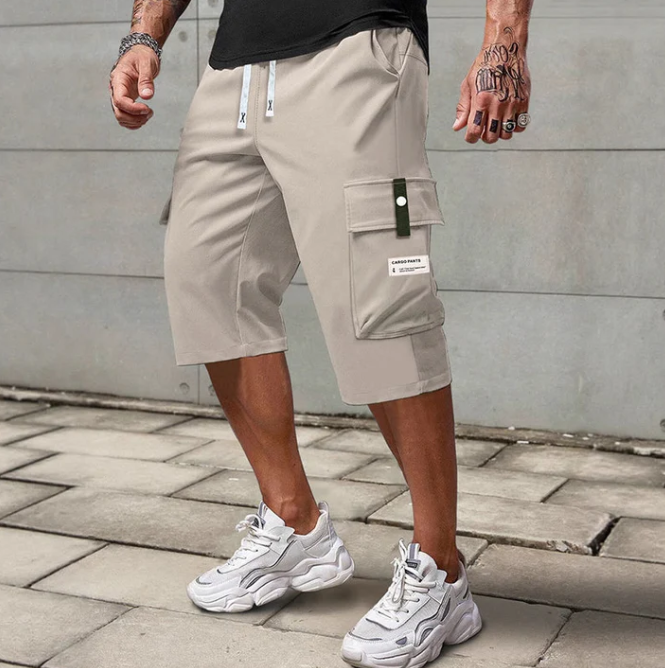 Men’s Drawstring Knee-Length Cargo Shorts