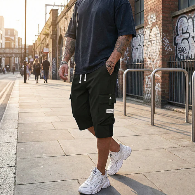 Men’s Drawstring Knee-Length Cargo Shorts