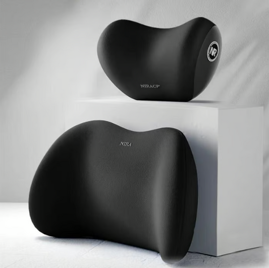 Car Memory Foam Headrest & Lumbar Support Cushion Set