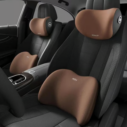 Car Memory Foam Headrest & Lumbar Support Cushion Set