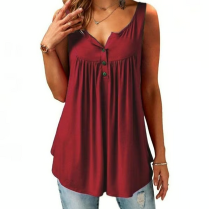 Women’s Loose Button V-Neck Sleeveless Tank Top