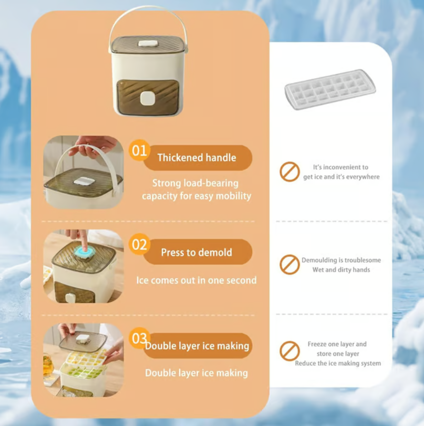 Stackable Ice Cube Tray Set with Storage Bin and Scoop
