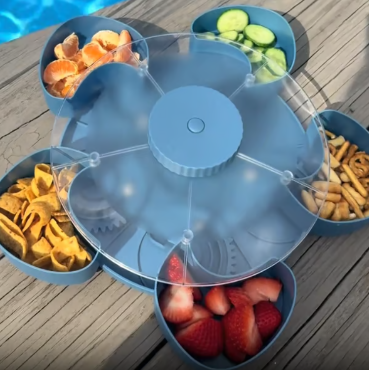 Rotating 5-Compartment Snack & Serving Tray