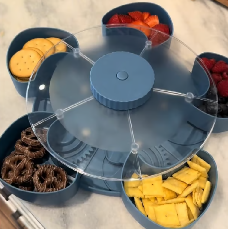 Rotating 5-Compartment Snack & Serving Tray