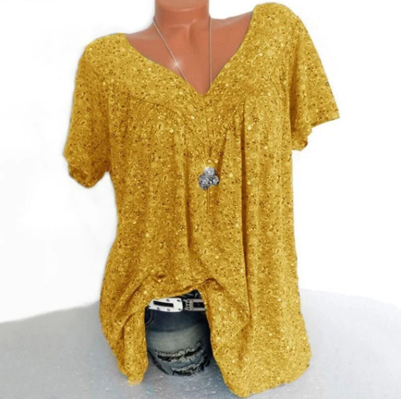 Women’s Floral Print V-Neck Summer Tunic Top