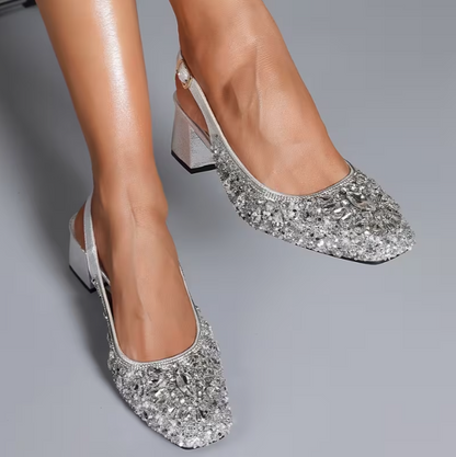 Women’s Diamanté Slingback Block Heels