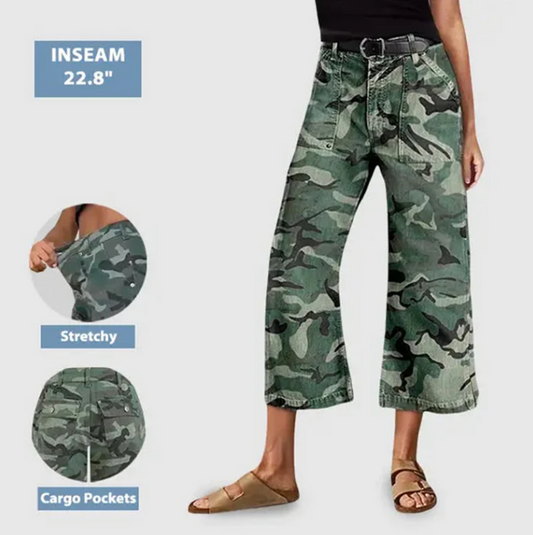 Women’s Urban Camo High-Waist Wide-Leg Pants