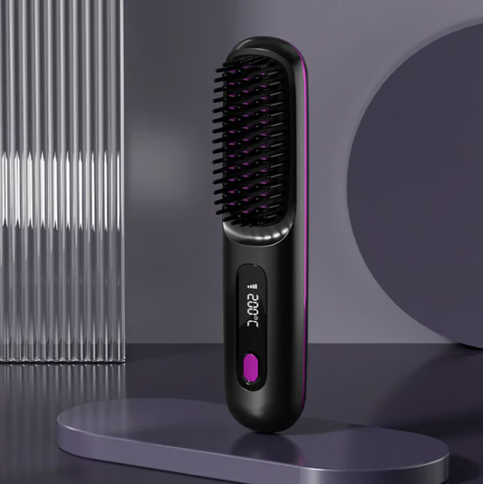 Wireless Heated Ceramic Hair Straightening Brush Comb