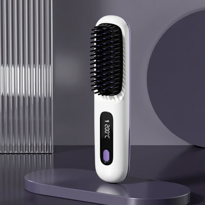 Wireless Heated Ceramic Hair Straightening Brush Comb