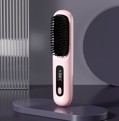 Wireless Heated Ceramic Hair Straightening Brush Comb
