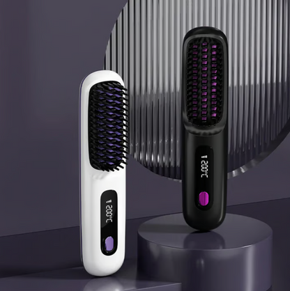 Wireless Heated Ceramic Hair Straightening Brush Comb