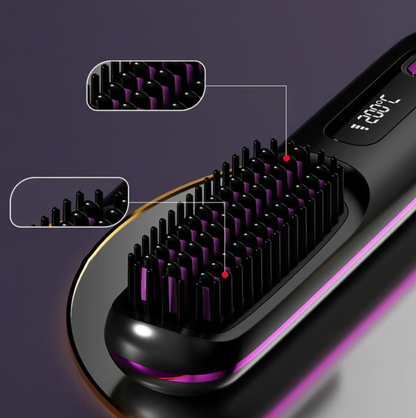 Wireless Heated Ceramic Hair Straightening Brush Comb