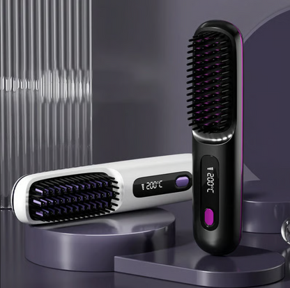 Wireless Heated Ceramic Hair Straightening Brush Comb