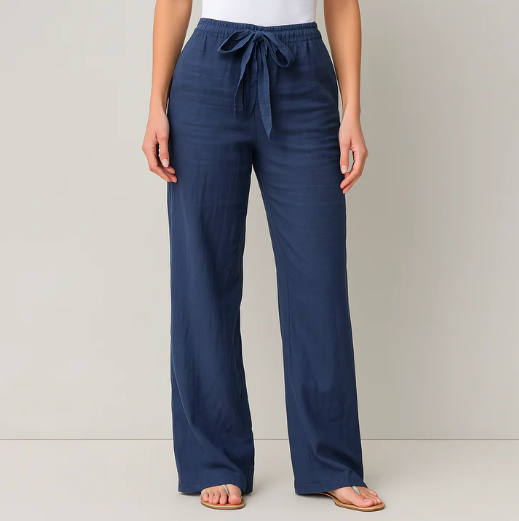 Women’s Lightweight Linen Blend Drawstring Trousers