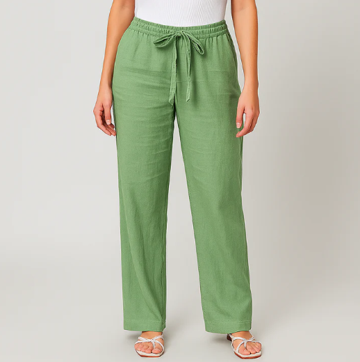 Women’s Lightweight Linen Blend Drawstring Trousers
