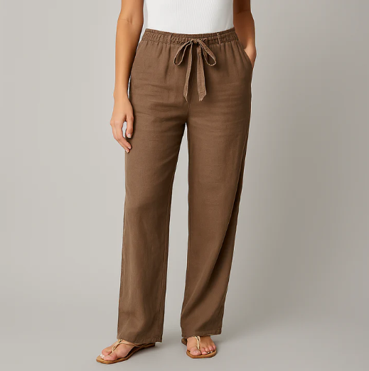 Women’s Lightweight Linen Blend Drawstring Trousers