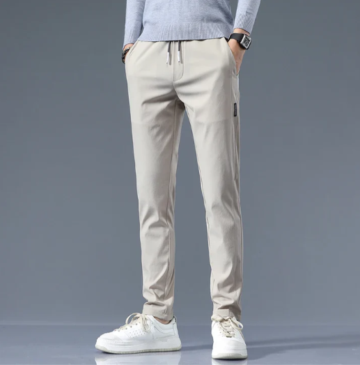 Men’s Slim Straight Cotton Blend Trousers
