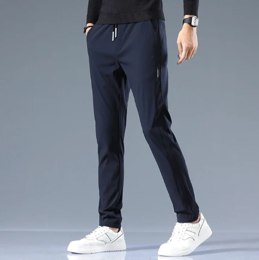 Men’s Slim Straight Cotton Blend Trousers